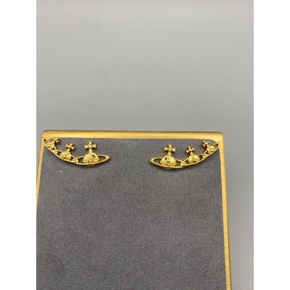 Vivienne Westwood Gold-Tone Trio Orb Climber Earrings With Crystal Accents